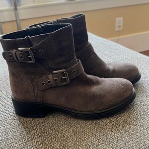 Aquatalia short suede moto booties